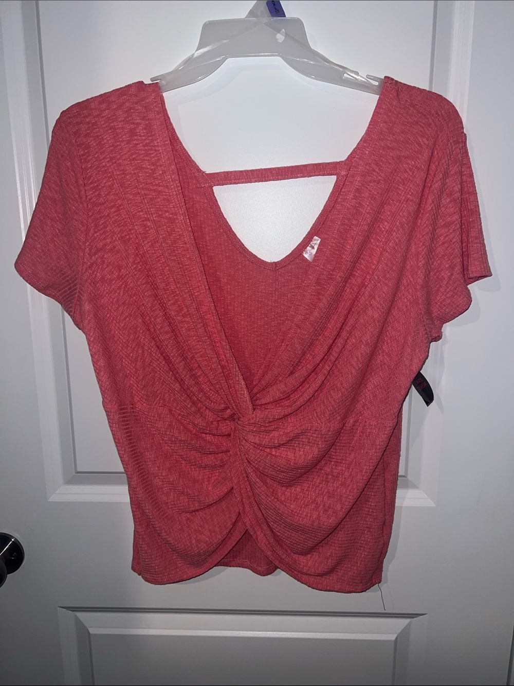 NOBO Coral Pink Twist-Front Short Sleeve Tee